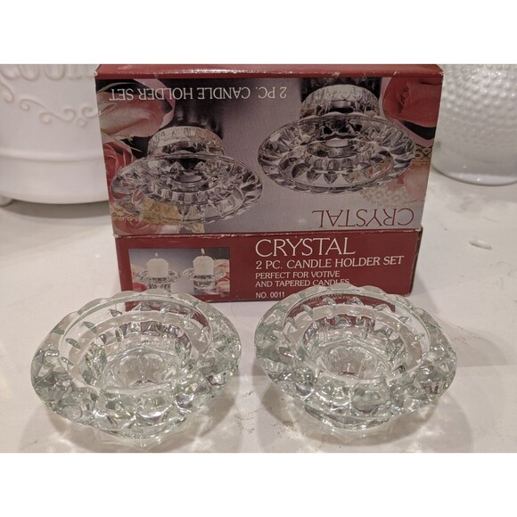 Crystal Candleholders For Tapers And Votive Candles NOS NW T - Picture 1 of 4